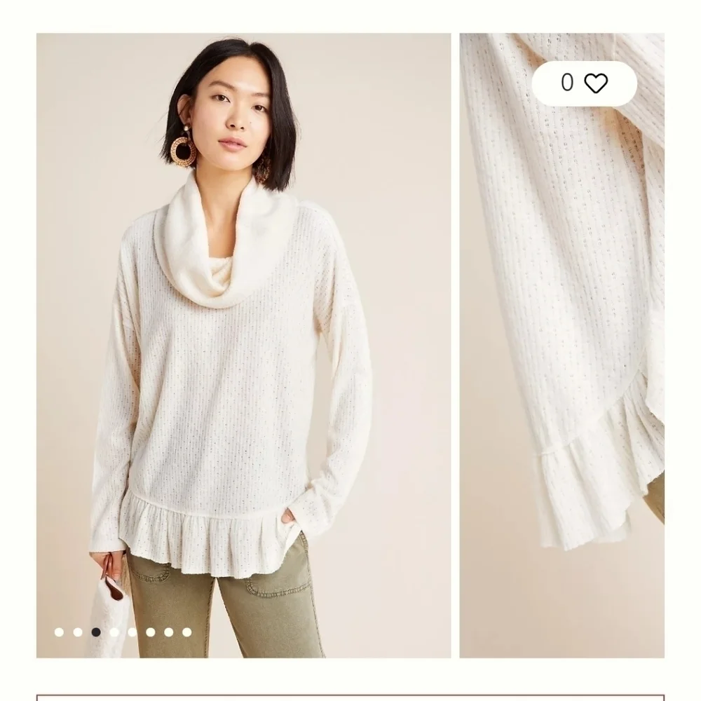Anthropologie Maeve Addie Ruffled Hacci Pullover Size XSMALL-SMALL